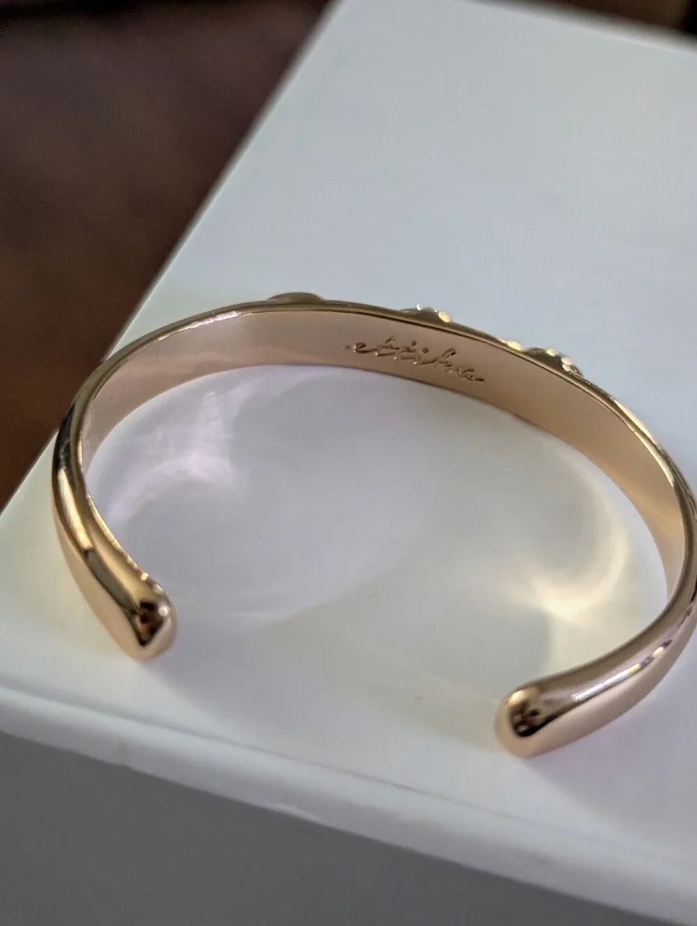 Ettika Gold Crystal Accent Open Bangle Bracelet - Women Jewelry